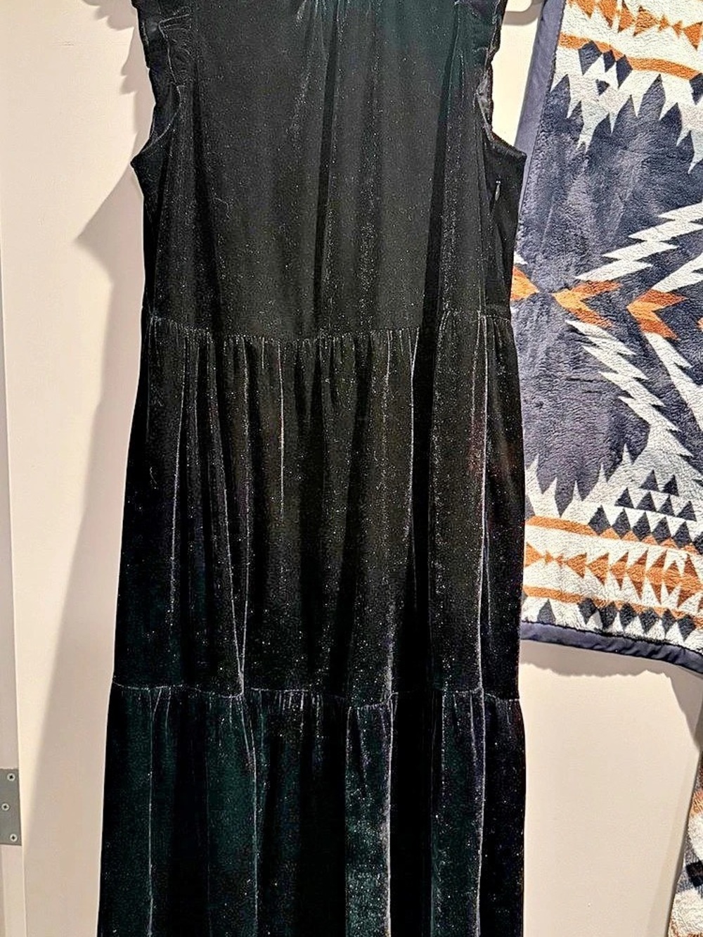 J.Crew Shimmer Velvet Sleeveless Midi Dress Black Size 10